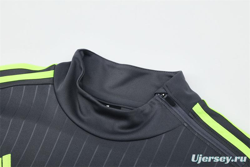 Retro 15/16 Real Madrid Dark Grey Half Zipper Jacket+Long Pants