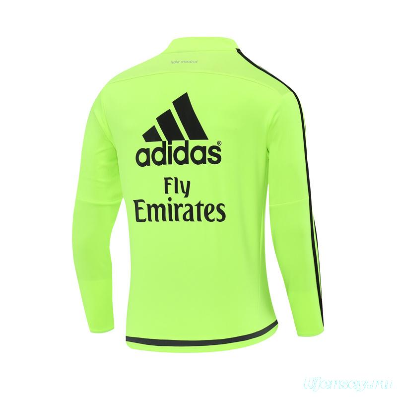 Retro 15/16 Real Madrid Fluorescent Green Half Zipper Jacket