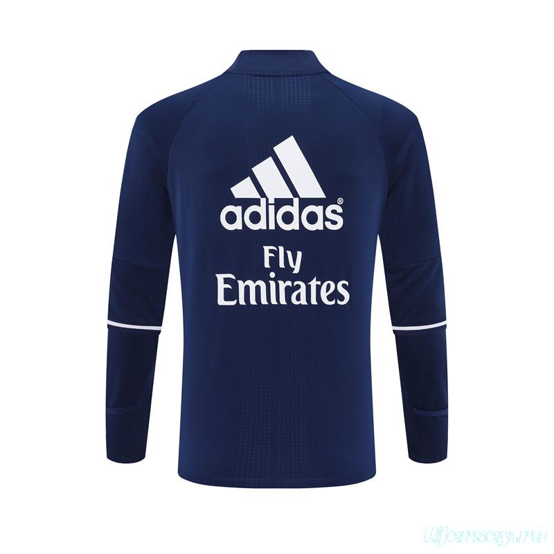 Retro 16/17 Real Madrid Royal Blue Half Zipper Jacket+Long Pants