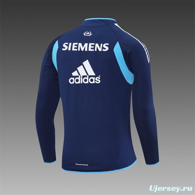 Retro 05/06 Real Madrid Royal Blue Half Zipper Jacket+Long Pants
