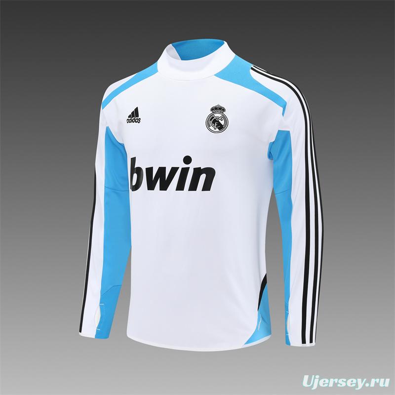 Retro 12/13 Real Madrid White/Blue Half Zipper Jacket