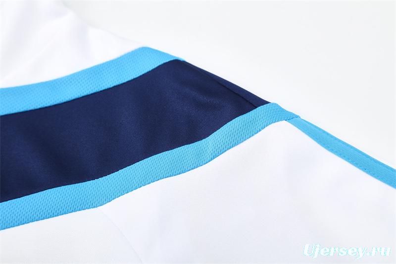 Retro 09/10 Real Madrid White Half Zipper Jacket+Long Pants