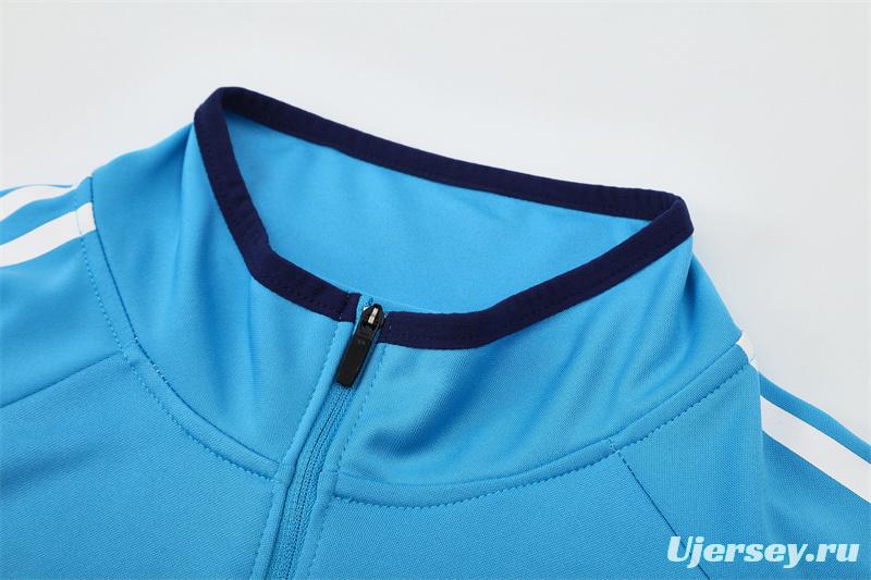 Retro 05/06 Real Madrid Light Blue Half Zipper Jacket+Long Pants