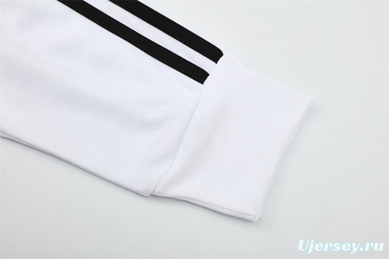 Retro 08/09 Real Madrid White Half Zipper Jacket+Long Pants