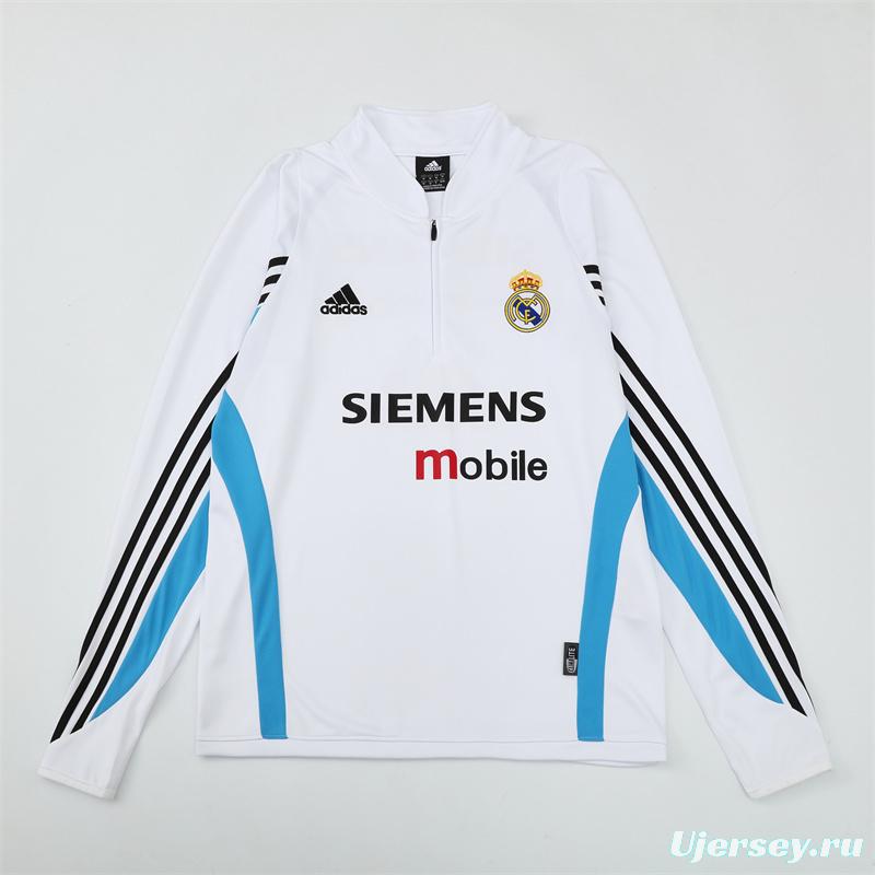 Retro 03/04 Real Madrid White Half Zipper Jacket