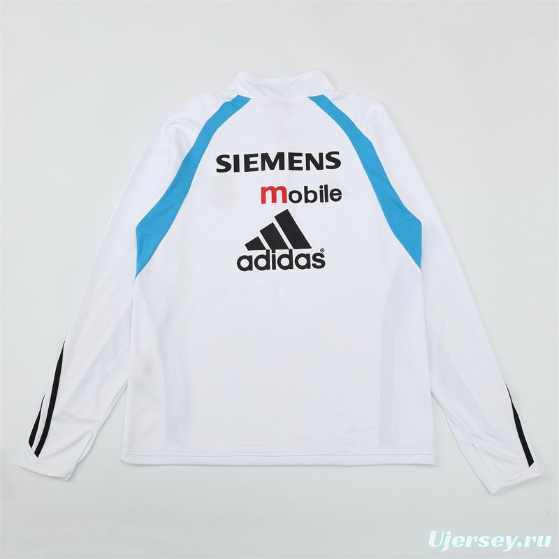 Retro 03/04 Real Madrid White Half Zipper Jacket+Long Pants