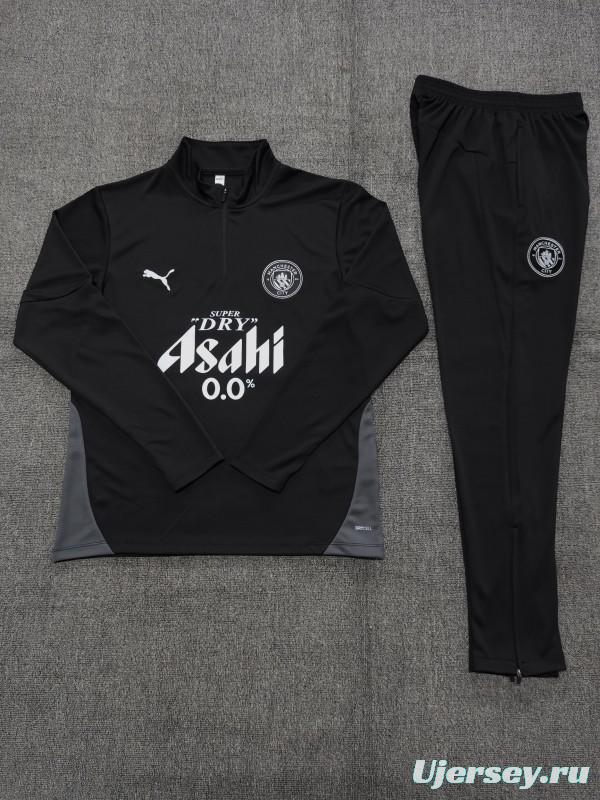 25/26 Kids Manchester City Black Half Zipper Jacket+Long Pants