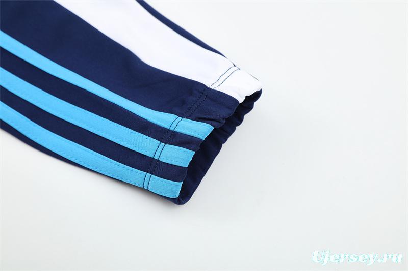 Retro 09/10 Real Madrid Royal Blue Half Zipper Jacket+Long Pants