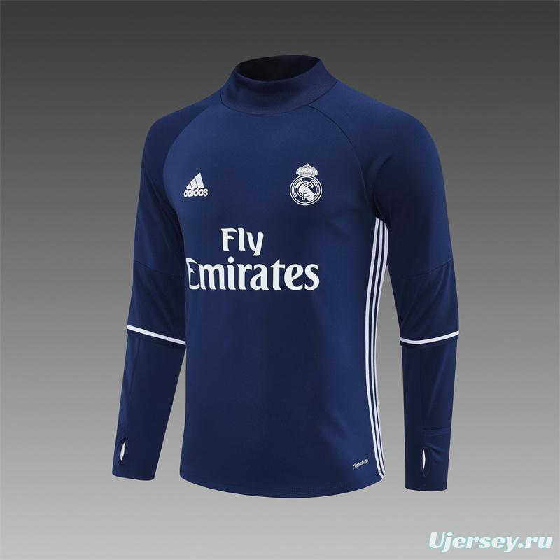 Retro 16/17 Real Madrid Royal Blue Half Zipper Jacket+Long Pants