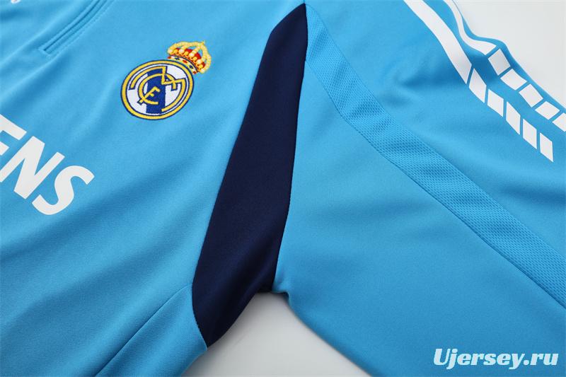 Retro 05/06 Real Madrid Light Blue Half Zipper Jacket+Long Pants