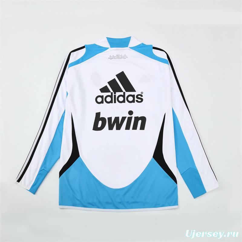 Retro 12/13 Real Madrid White/Blue Half Zipper Jacket+Long Pants