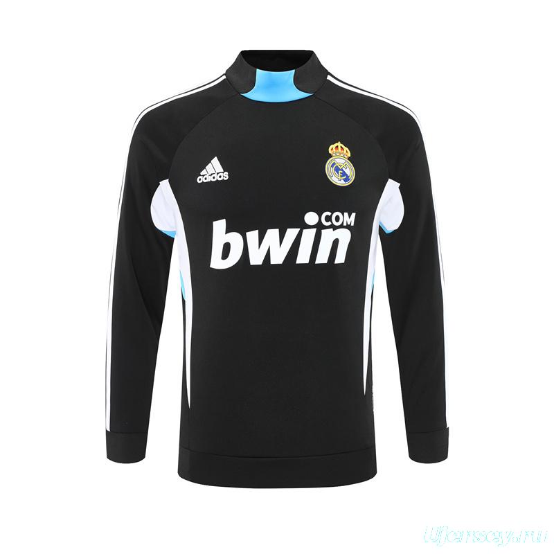 Retro 08/09 Real Madrid Black Half Zipper Jacket+Long Pants