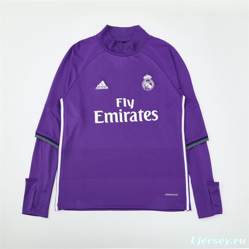 Retro 16/17 Real Madrid Purple Half Zipper Jacket+Long Pants