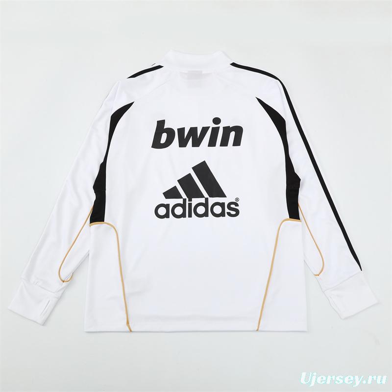 Retro 11/12 Real Madrid White Half Zipper Jacket