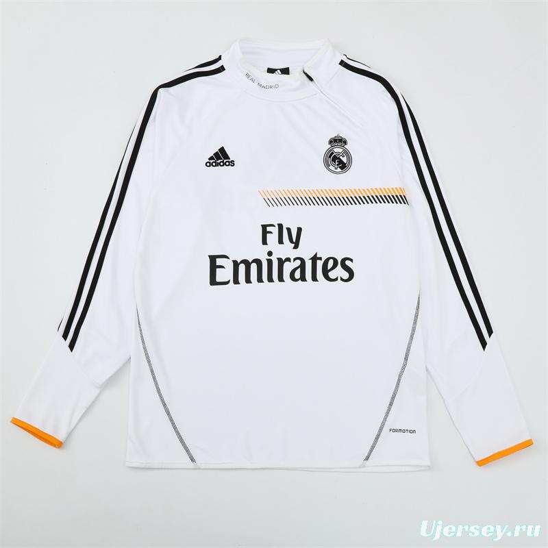 Retro 13/14 Real Madrid White Half Zipper Jacket+Long Pants