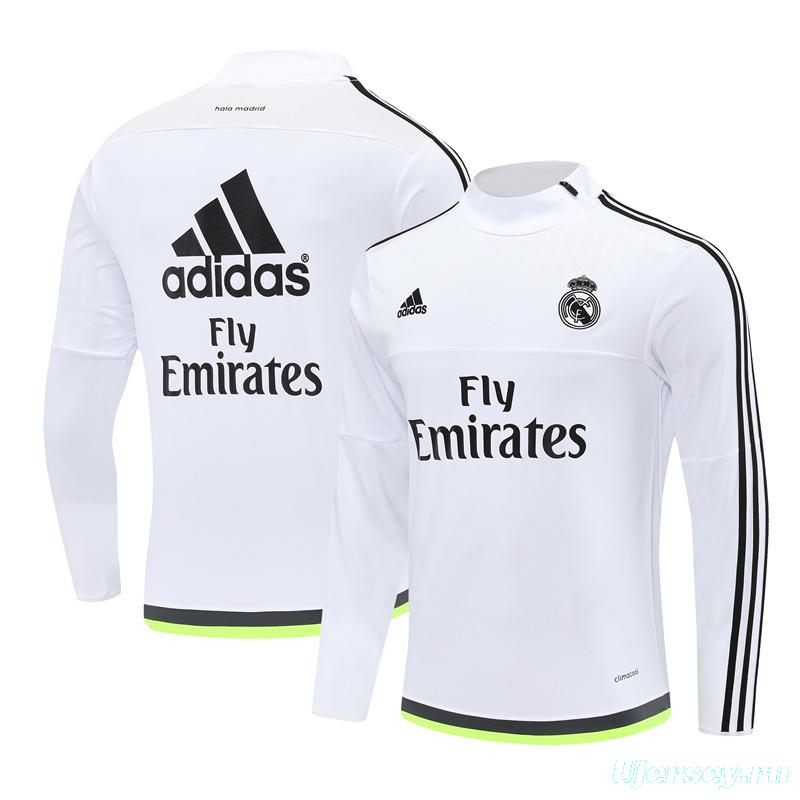 Retro 15/16 Real Madrid White Half Zipper Jacket+Long Pants