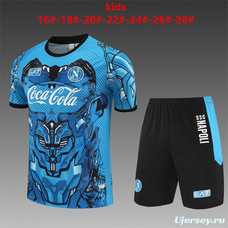 25/26 Kids Napoli Light Blue Camouflage Short Sleeve+Soccer Shorts