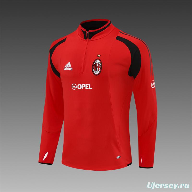 Retro 04/05 AC Milan Red Half Zipper Jacket