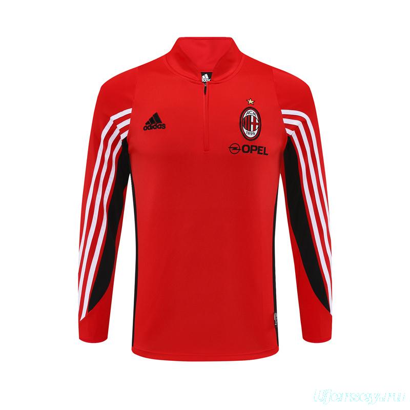 Retro 03/04 AC Milan Red Half Zipper Jacket+Long Pants