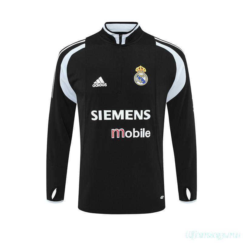 Retro 04/05 Real Madrid Black Half Zipper Jacket+Long Pants