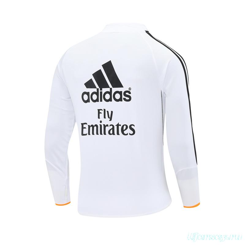 Retro 13/14 Real Madrid White Half Zipper Jacket+Long Pants