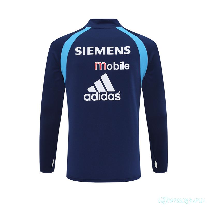 Retro 03/04 Real Madrid Royal Blue Half Zipper Jacket