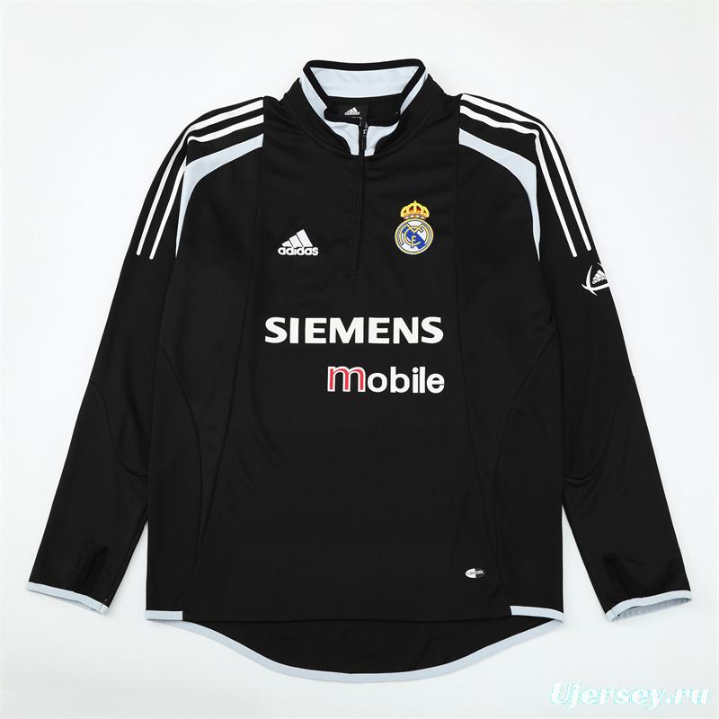 Retro 04/05 Real Madrid Black Half Zipper Jacket