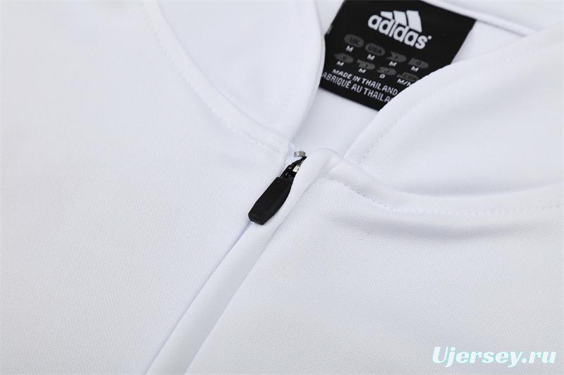 Retro 03/04 Real Madrid White Half Zipper Jacket+Long Pants