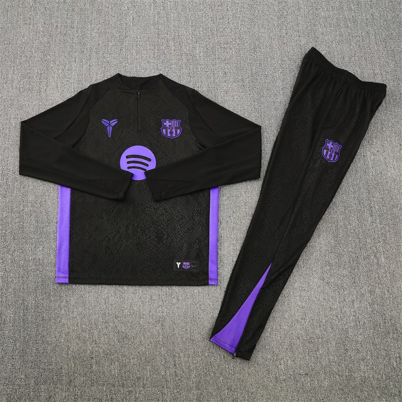 25/26 Barcelona Black Joint Edition Half Zipper Jacket+Long Pants