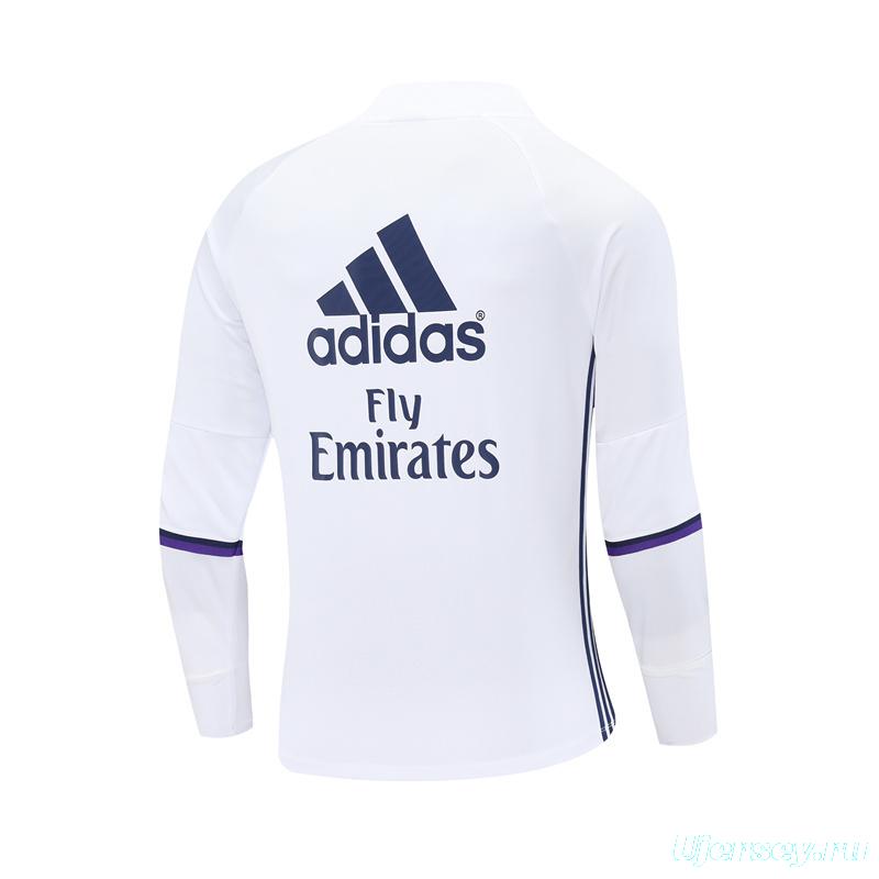 Retro 16/17 Real Madrid White Half Zipper Jacket