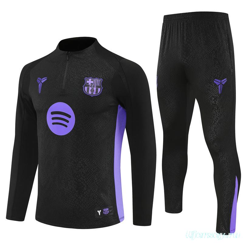 25/26 Barcelona Black Joint Edition Half Zipper Jacket+Long Pants