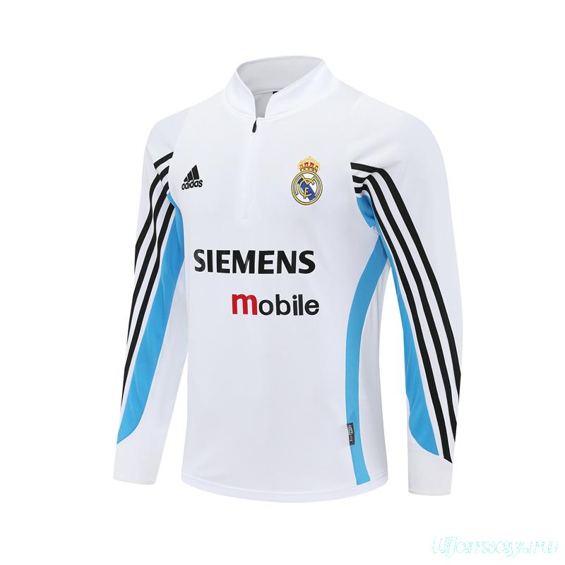 Retro 03/04 Real Madrid White Half Zipper Jacket
