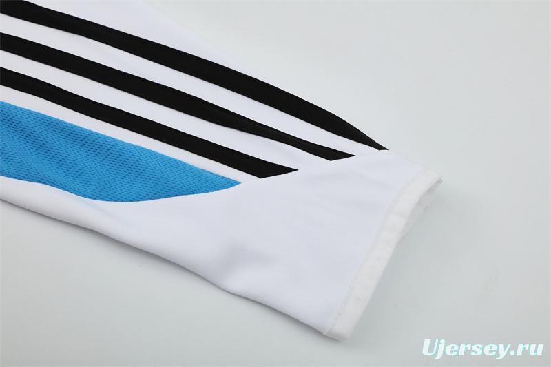 Retro 03/04 Real Madrid White Half Zipper Jacket+Long Pants