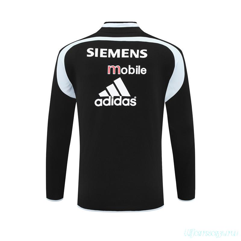 Retro 04/05 Real Madrid Black Half Zipper Jacket+Long Pants