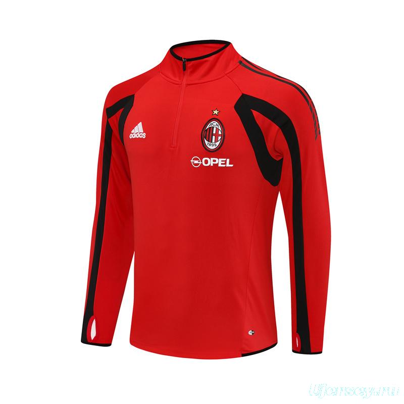 Retro 05/06 AC Milan Red Half Zipper Jacket+Long Pants