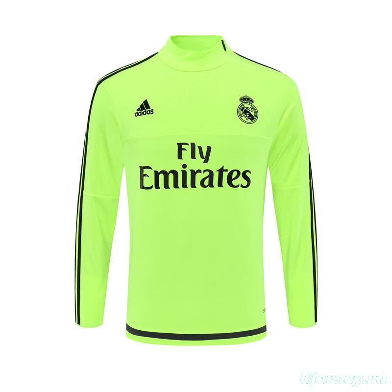 Retro 15/16 Real Madrid Fluorescent Green Half Zipper Jacket