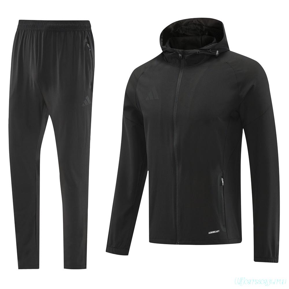 25/26 Adidas Black Hoodie Full Zipper Jacket + Long Pants