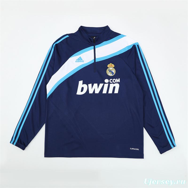 Retro 09/10 Real Madrid Royal Blue Half Zipper Jacket+Long Pants