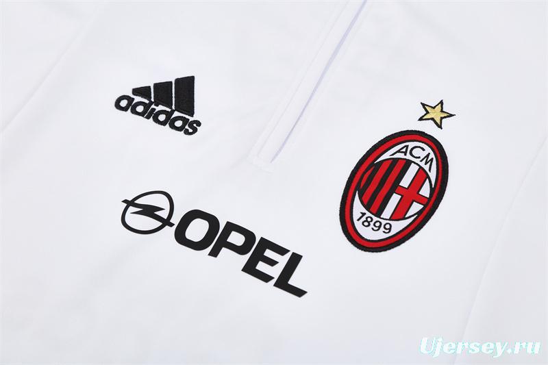 Retro 04/05 AC Milan White Half Zipper Jacket+Long Pants