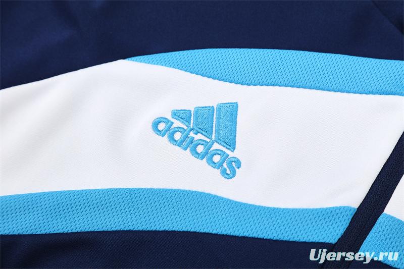 Retro 09/10 Real Madrid Royal Blue Half Zipper Jacket+Long Pants