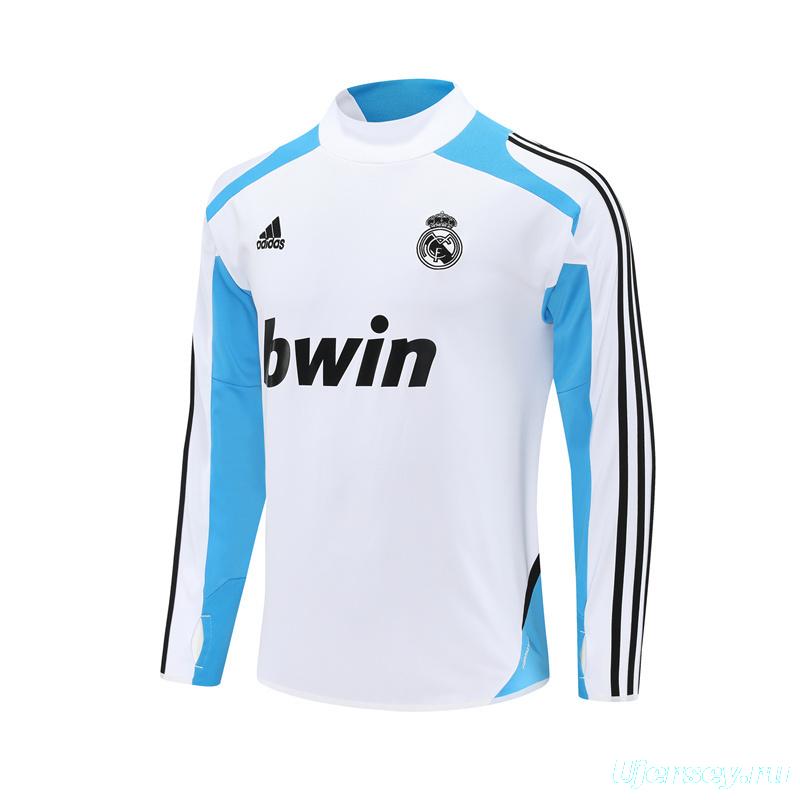 Retro 12/13 Real Madrid White/Blue Half Zipper Jacket