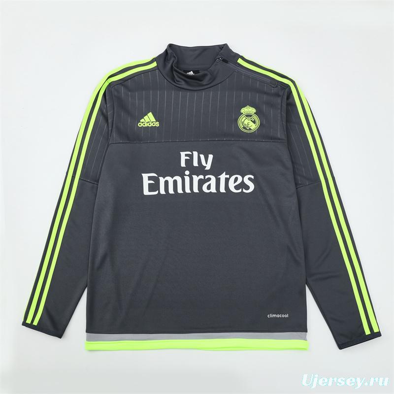 Retro 15/16 Real Madrid Dark Grey Half Zipper Jacket