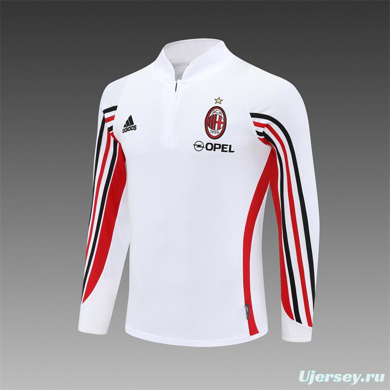 Retro 03/04 AC Milan White Half Zipper Jacket