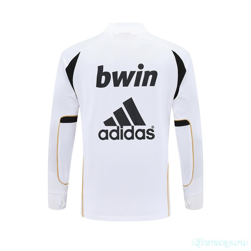Retro 11/12 Real Madrid White Half Zipper Jacket+Long Pants