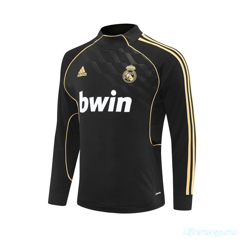 Retro 11/12 Real Madrid Black Half Zipper Jacket+Long Pants