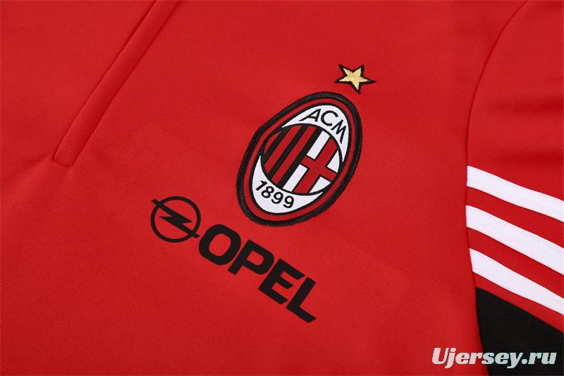 Retro 03/04 AC Milan Red Half Zipper Jacket+Long Pants