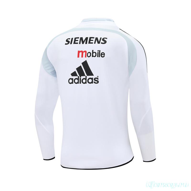 Retro 04/05 Real Madrid White Half Zipper Jacket