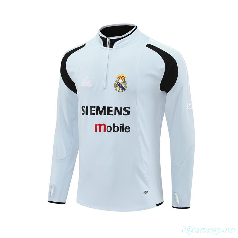 Retro 04/05 Real Madrid Light Grey Half Zipper Jacket