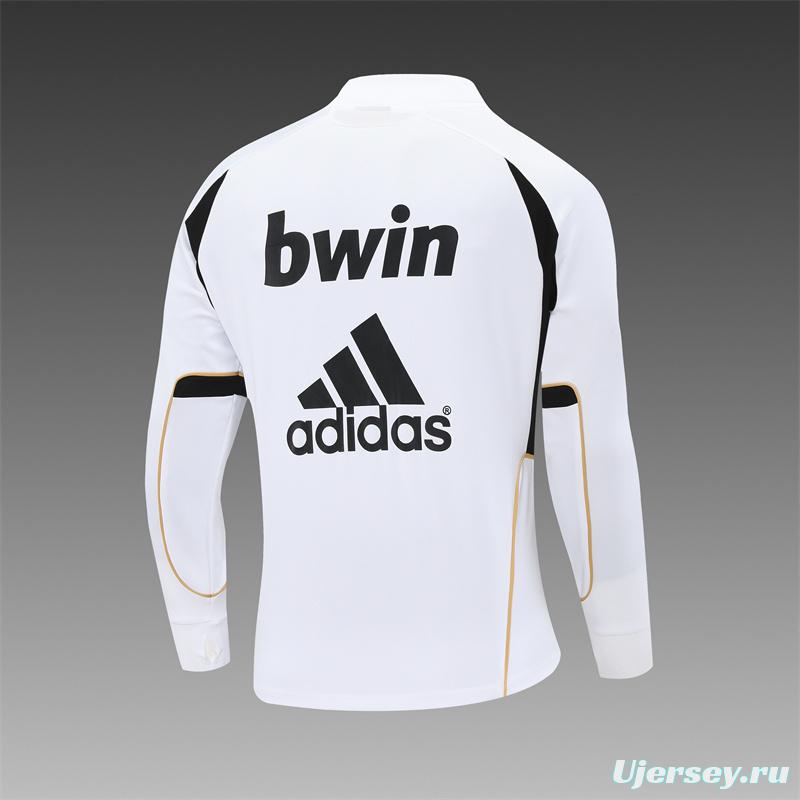 Retro 11/12 Real Madrid White Half Zipper Jacket