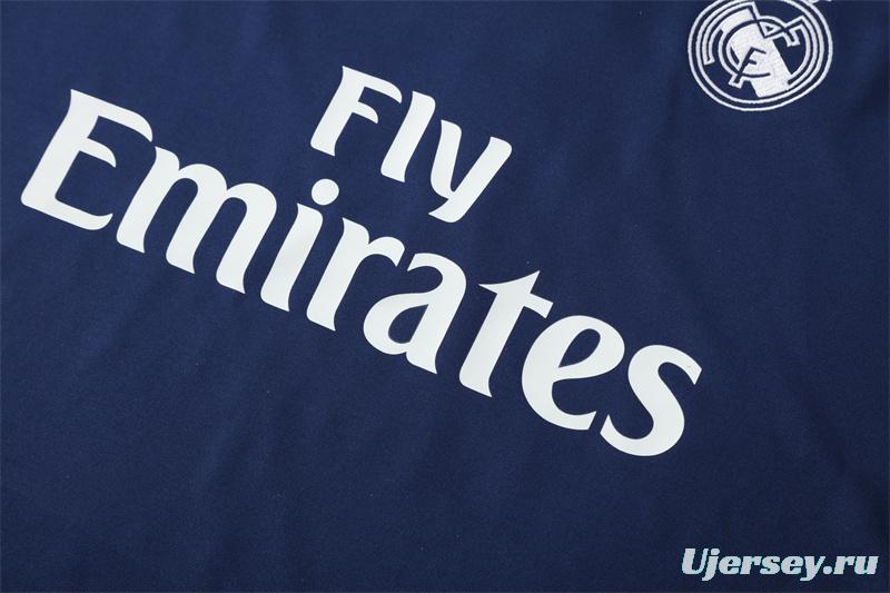 Retro 16/17 Real Madrid Royal Blue Half Zipper Jacket+Long Pants